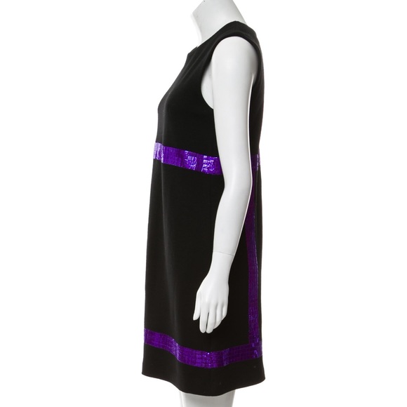 Lisa Perry wool black dress with purple sequin stripes, size small - Picture 3 of 4